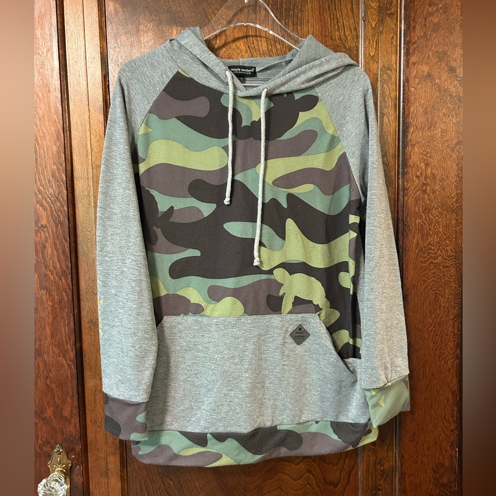 Simply Southern Gray and Camouflage Hoodie